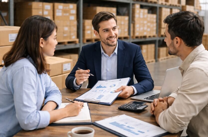 Logistics consultation in a warehouse setting
